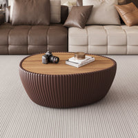Modern Wood & Marble Top Goose Egg Shape Orange Coffee Table for Living Room Home Furniture