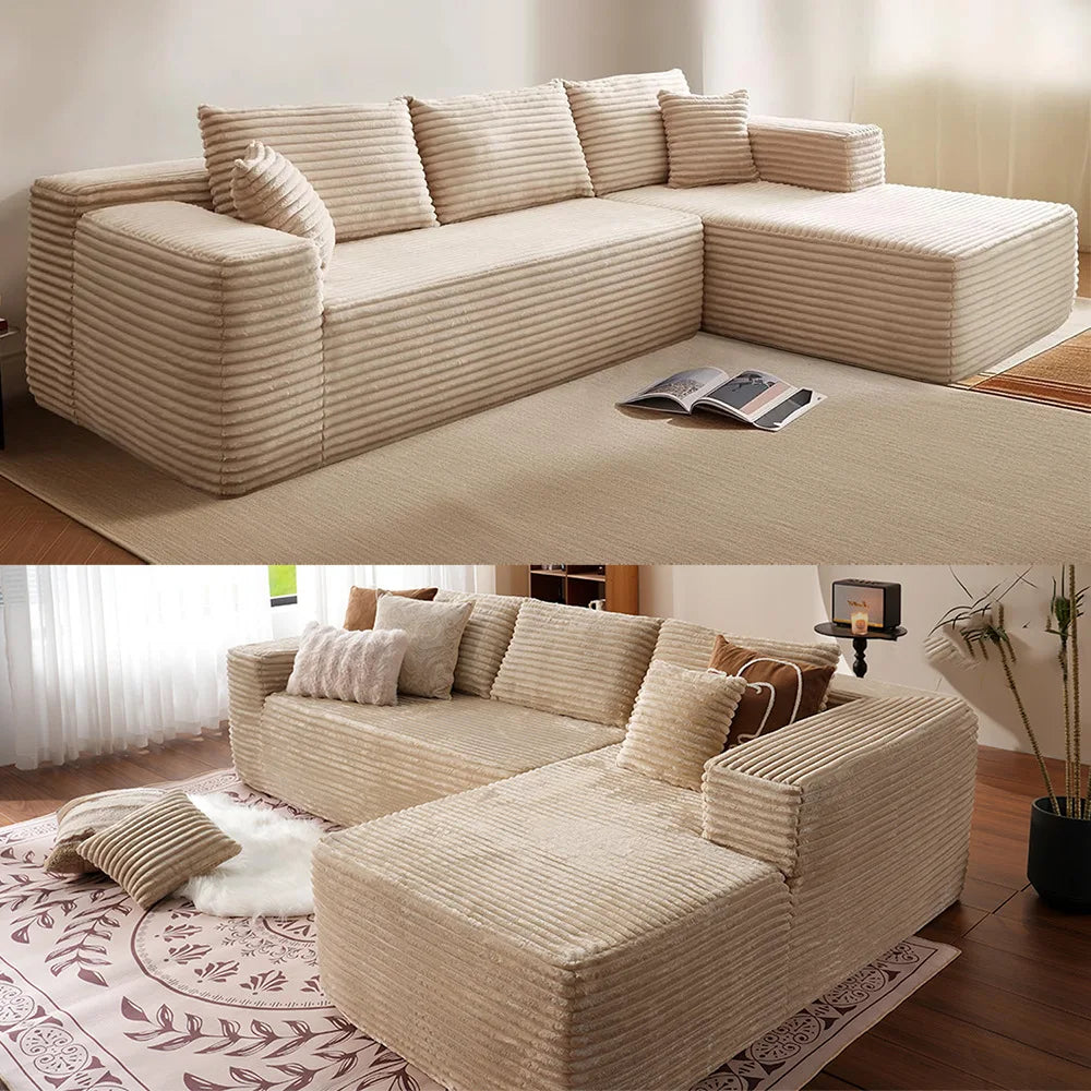 Modern Vacuum Compressed Sofa Plush Corduroy Sectional Sofa Living Room Bedroom Recliner Lazy Sofa Bed