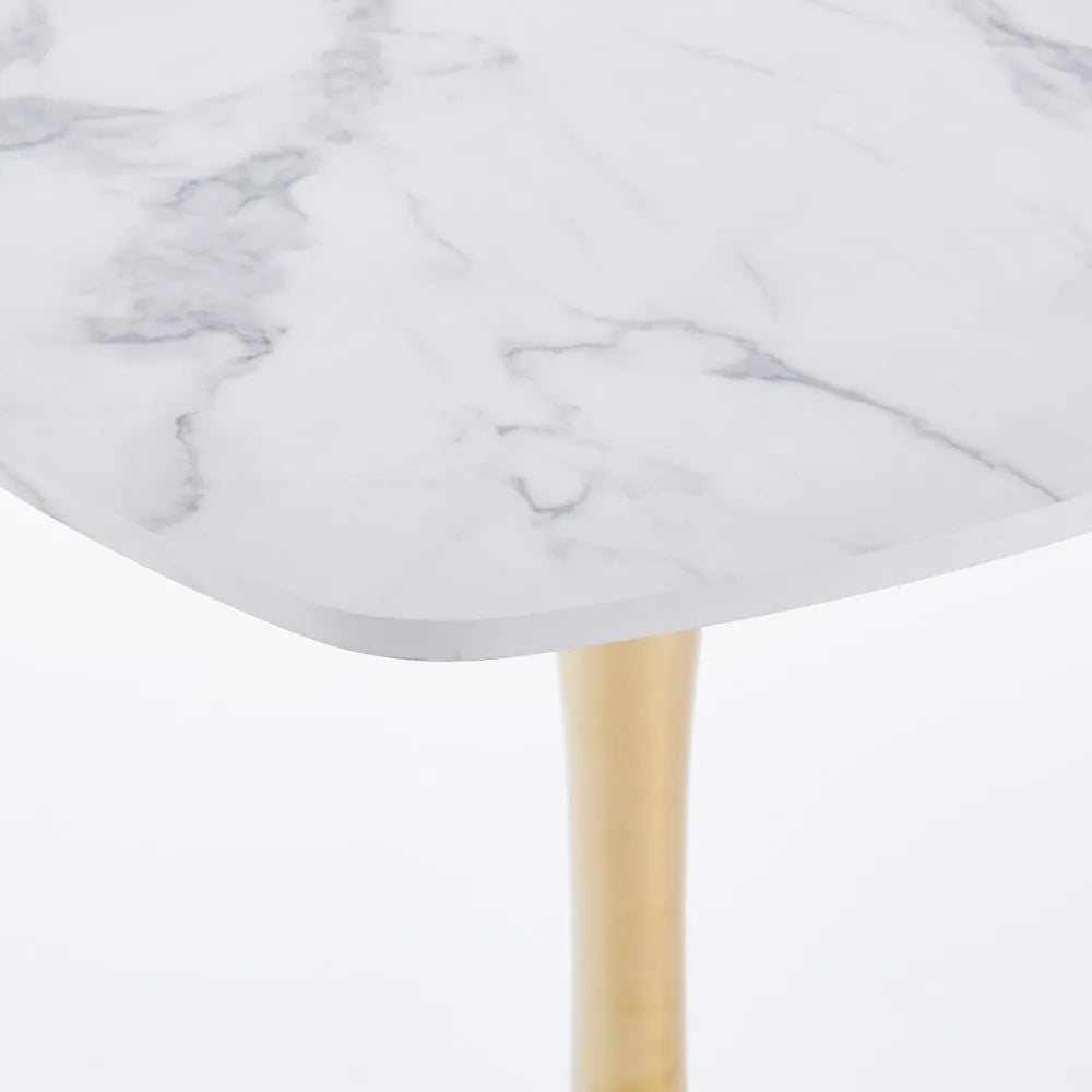 Square Dining Table Marble Top Golden Metal Frame Modern Design Home Furniture 2-4 Persons Small  Apartment