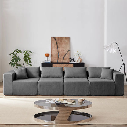 High Compact Multi-seat Luxury Light Gray Flannel Upholstered Sofa Bed Set Modern Sectional Eco-Friendly Apartment Tufted Villa