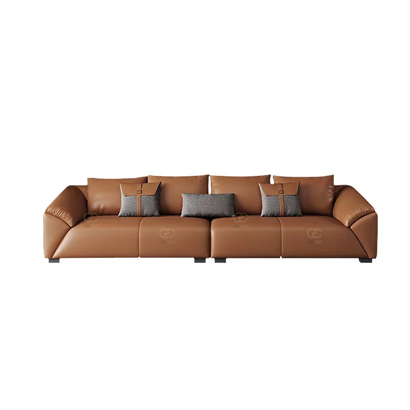 Italian Leather Sofa Light Luxury Modern First Layer Leather Small Apartment Direct Row Four-person Down Sofa