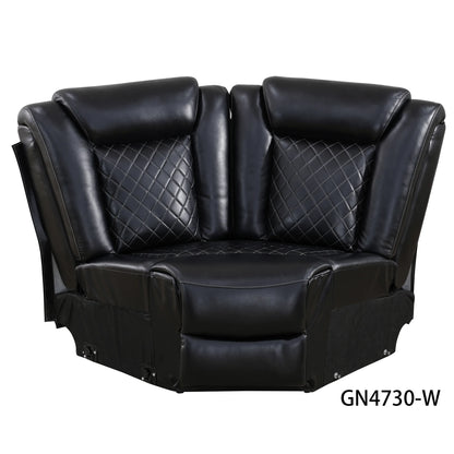3-Piece Black Breathing Leather Recliner Sofa Set Upholstered Extendable Sponge Filling for Apartments Hotels Villas