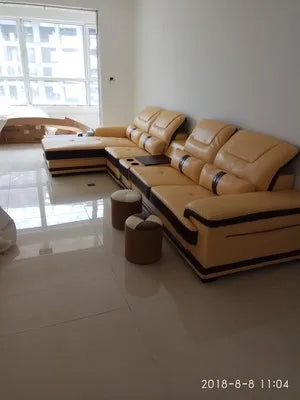 Linlamlim Modern Living Room Sofas L Shape Corner Italian Genuine Leather Couch with Speake,Radio,USB, Bluetooth, Cup Holder
