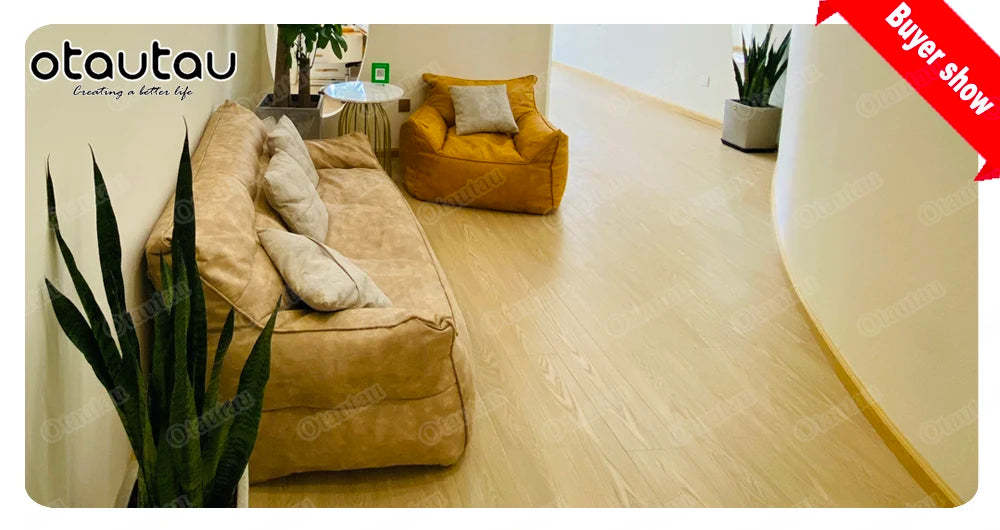 OTAUTAU 3-seat Retro Faux Leather Bean Bag Sofa Cover SF003【No Filler Inside ! You Need To Buy The Filler By Yourself！】