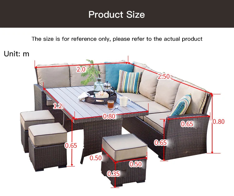 Nordic Rattan Sofa Combination For Courtyard Balcony Patio With Coffee Table Outdoor Garden Furniture Set Leisure Corner Sofas