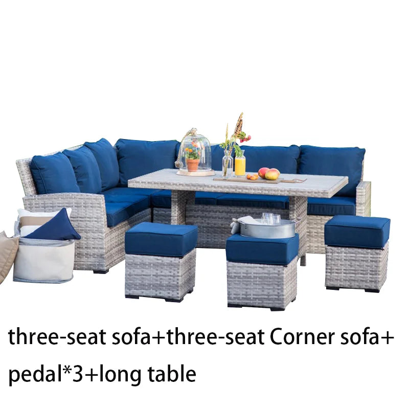 Nordic Rattan Sofa Combination For Courtyard Balcony Patio With Coffee Table Outdoor Garden Furniture Set Leisure Corner Sofas