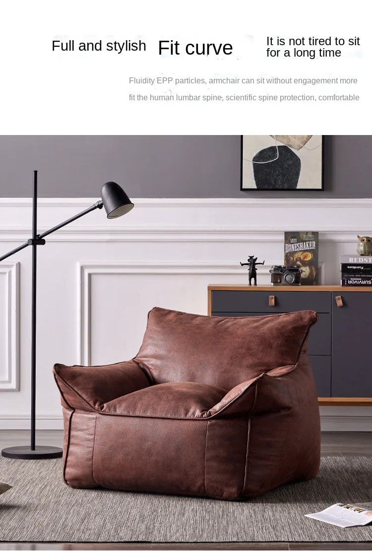 OTAUTAU 3-seat Retro Faux Leather Bean Bag Sofa Cover SF003【No Filler Inside ! You Need To Buy The Filler By Yourself！】