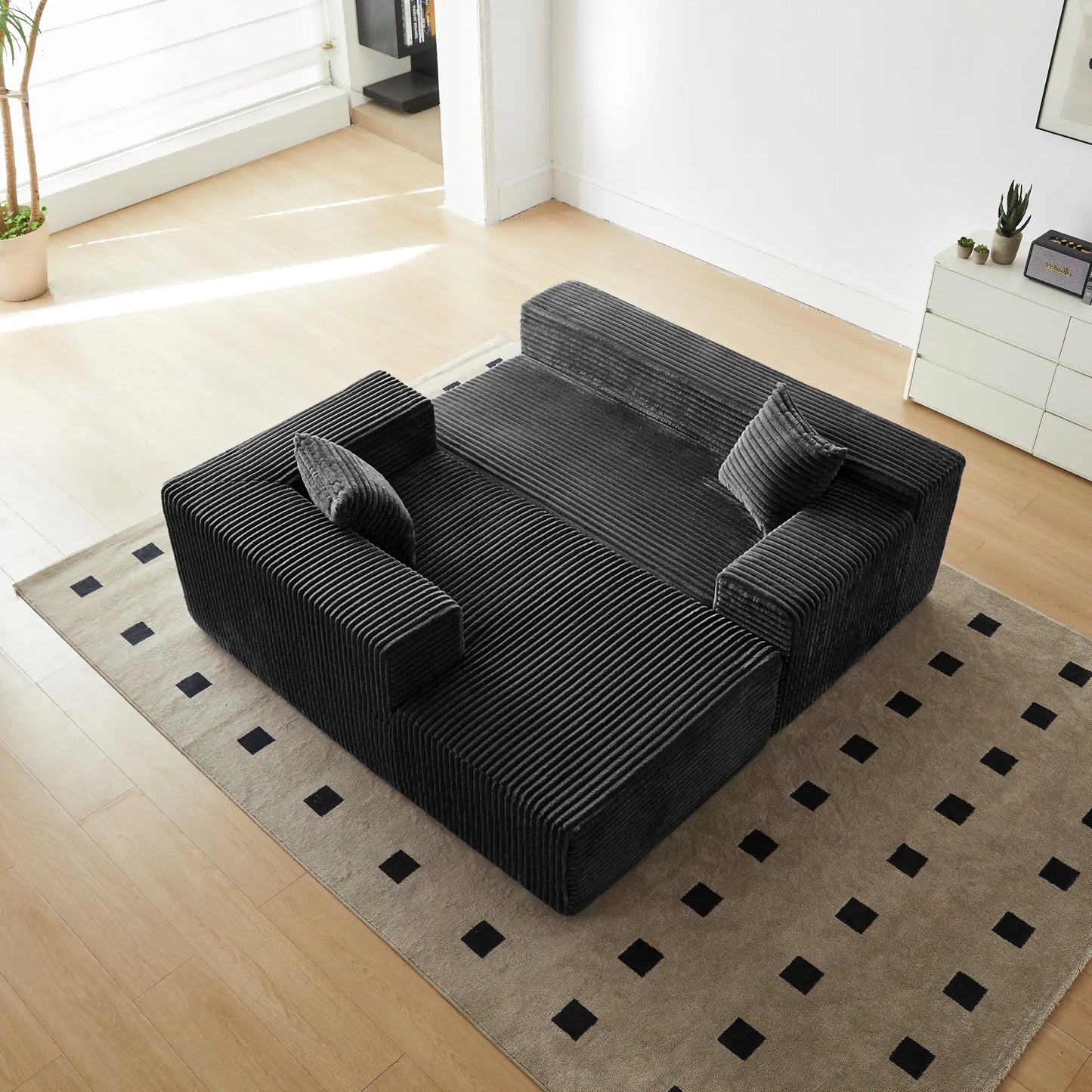 Modern Sherpa L-Shaped Flannel Modular Sectional Sofa Three Seat Corner Apartment Villa Living Room Armless Cushion Back Color