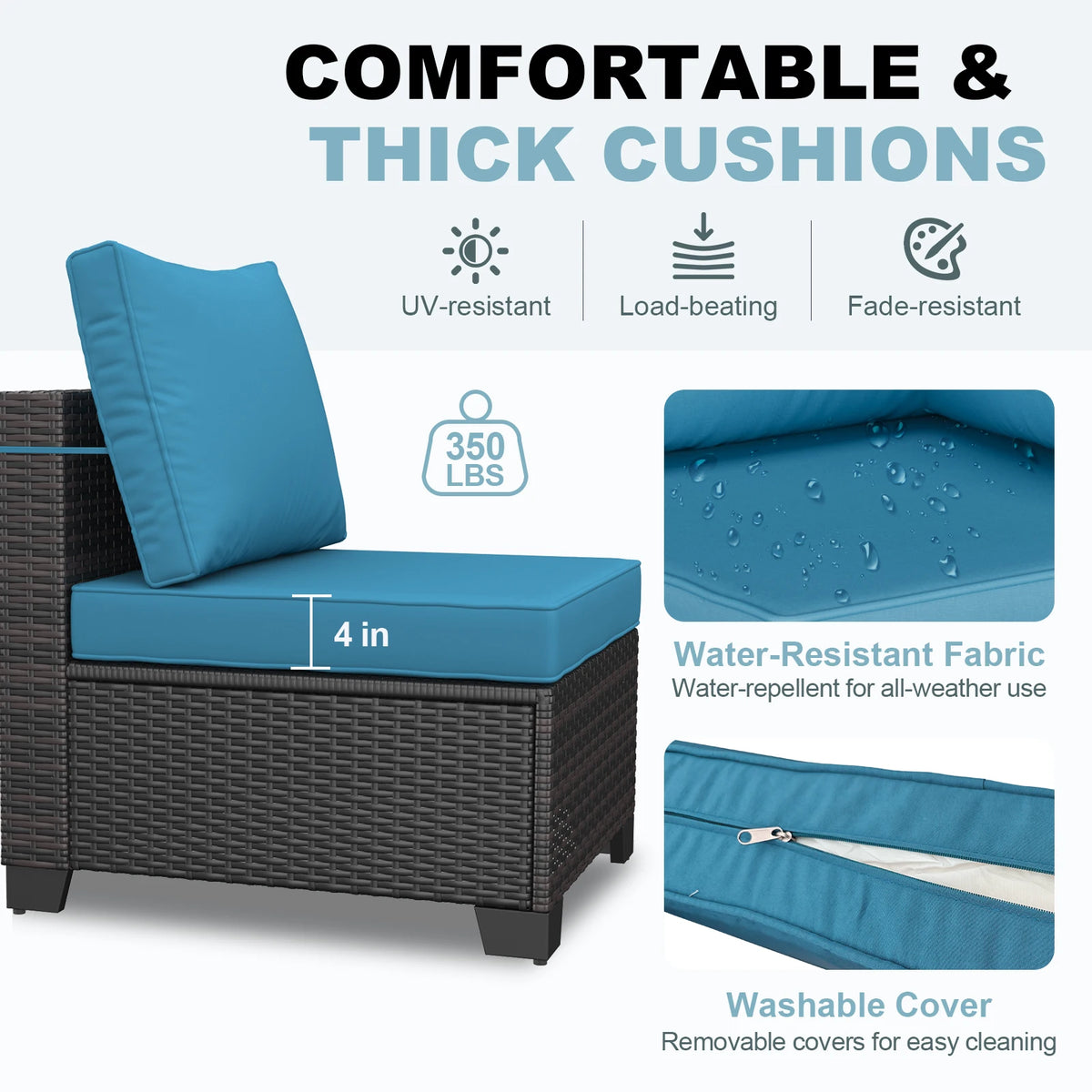 USA Warehouse Outdoor Sofas Rattan Wicker Patio Garden Sofa Set Furniture Waterproof