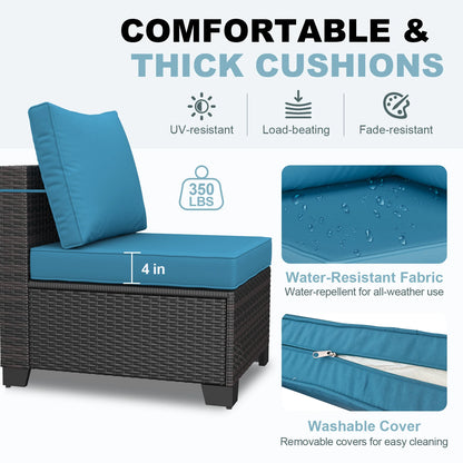 USA Warehouse Outdoor Sofas Rattan Wicker Patio Garden Sofa Set Furniture Waterproof
