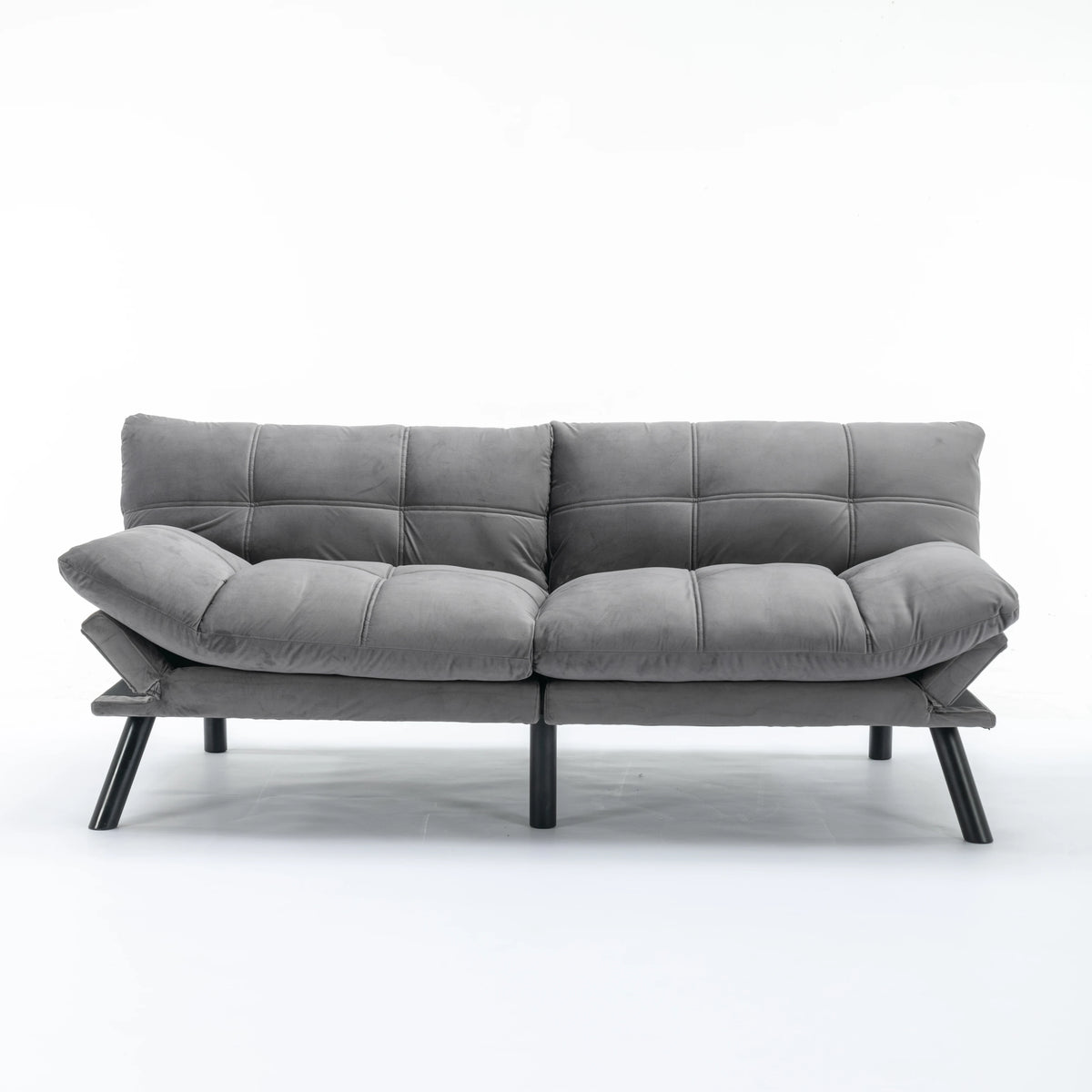 Convertible Folding Sofa Bed 2-Seater Modern Upholstered Sleeper Adjustable Armrests Backrest Modular Space-Saving Twin