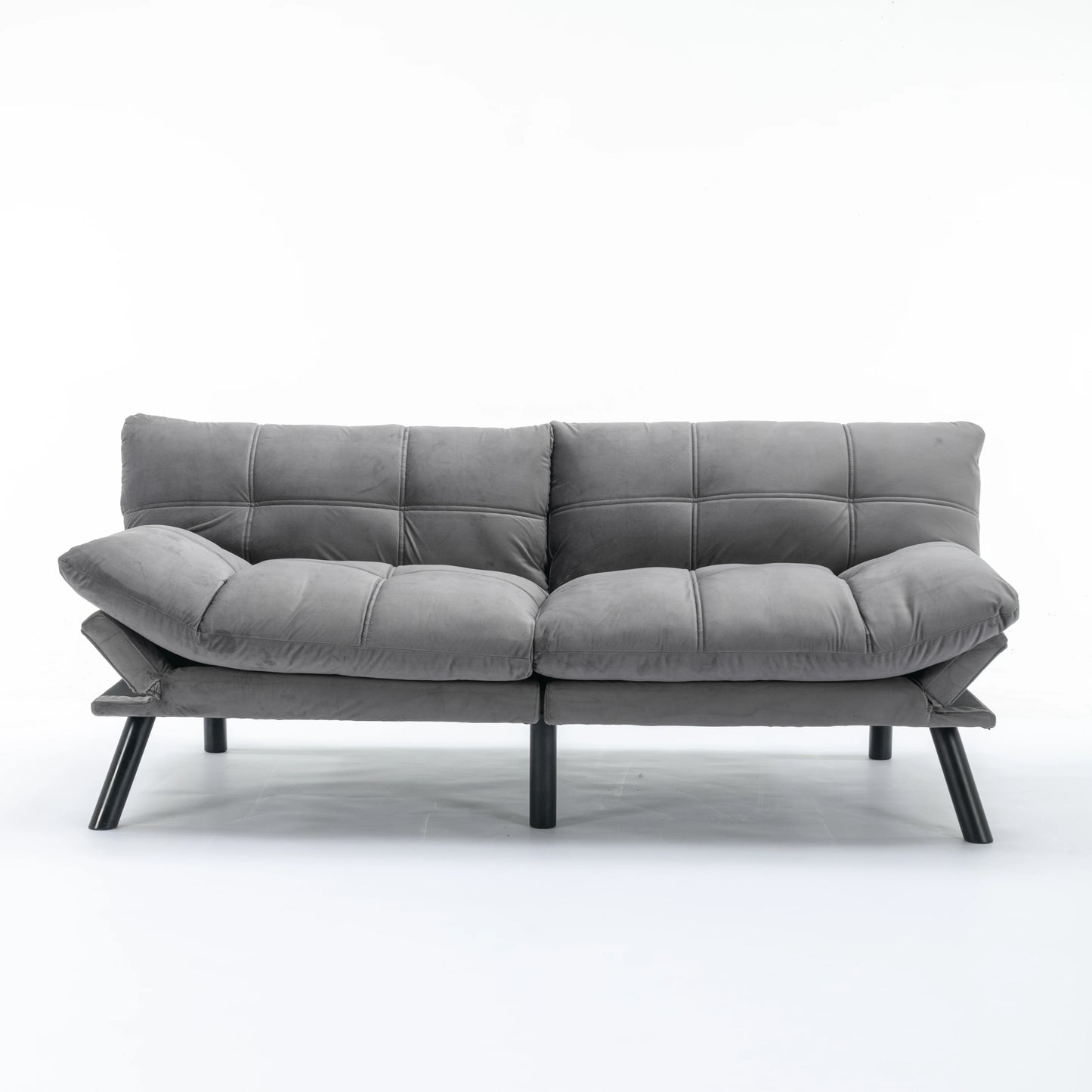 Convertible Folding Sofa Bed 2-Seater Modern Upholstered Sleeper Adjustable Armrests Backrest Modular Space-Saving Twin