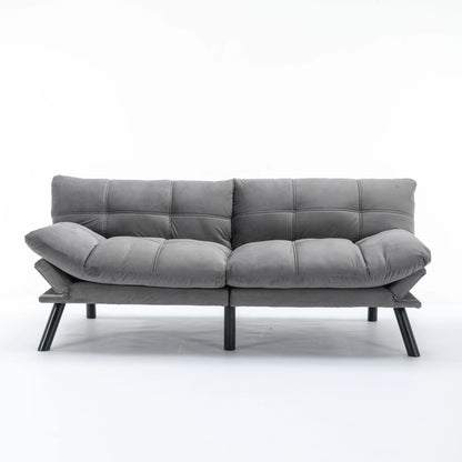 Convertible Folding Sofa Bed 2-Seater Modern Upholstered Sleeper Adjustable Armrests Backrest Modular Space-Saving Twin
