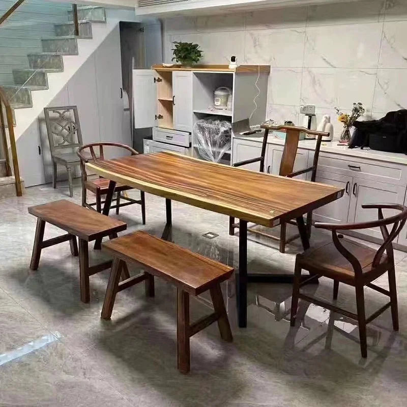 Solid Wood Large Board Walnut Wood Whole Piece Office Desk Tea Table Set New Chinese Style Minimalist Modern Executive Desk