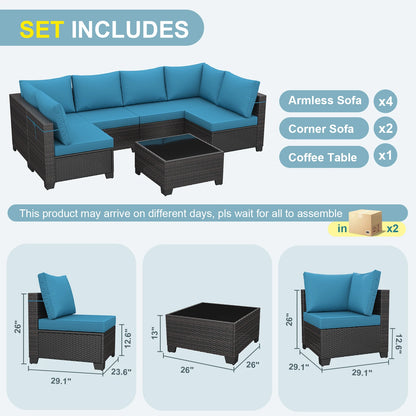 USA Warehouse Outdoor Sofas Rattan Wicker Patio Garden Sofa Set Furniture Waterproof