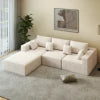Modular Sectional Sofa Set Convertible L-Shaped Sofa Bed with Sponge Filled Cushions for Apartment & Mall Use Modern Design
