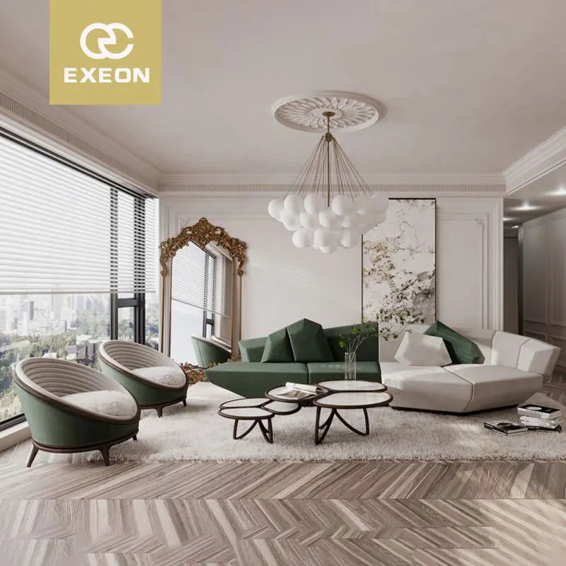 Italian Light Luxury Leather Sofa Curved Corner Combination Sofa Villa Living Room Designer Furniture