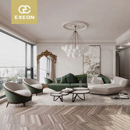 Italian Light Luxury Leather Sofa Curved Corner Combination Sofa Villa Living Room Designer Furniture