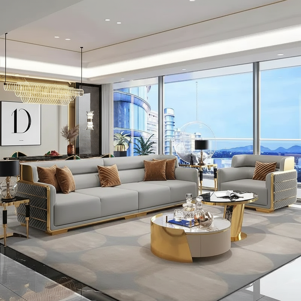 Decor Sofas Set Real Leather Sectional Beige Sofa Living Room Luxury Contemporary Modern Leather Sofa In Leather