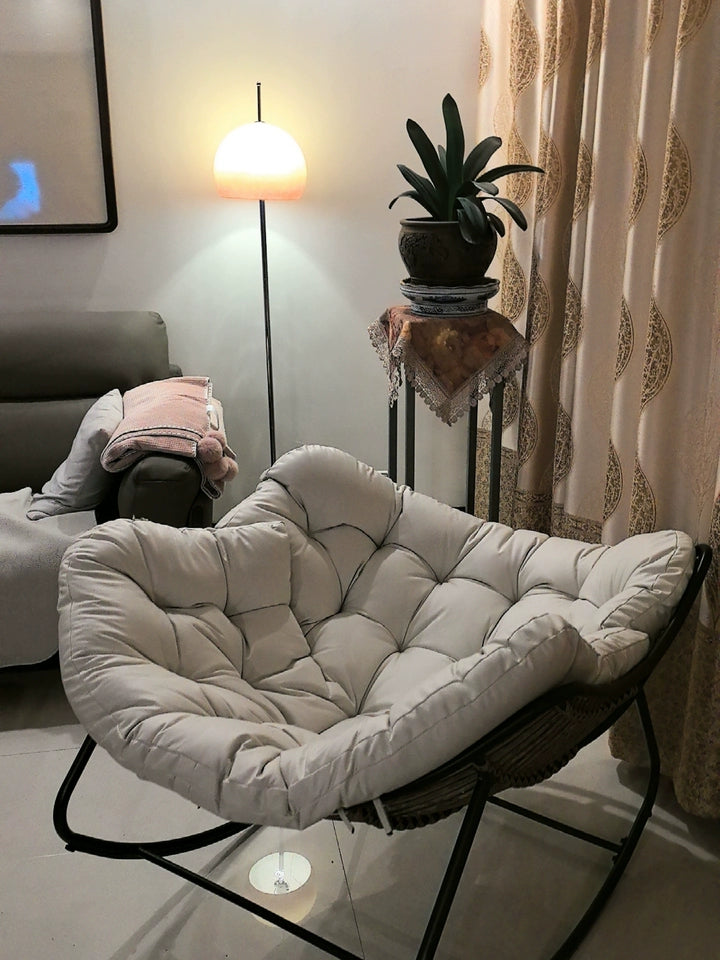 PE Rattan Weave Rocking Chair Lie Down or Sleep Lunch Break Chair Living Room Balcony Chaise Longue Adult Kid Recliner Lazy Sofa