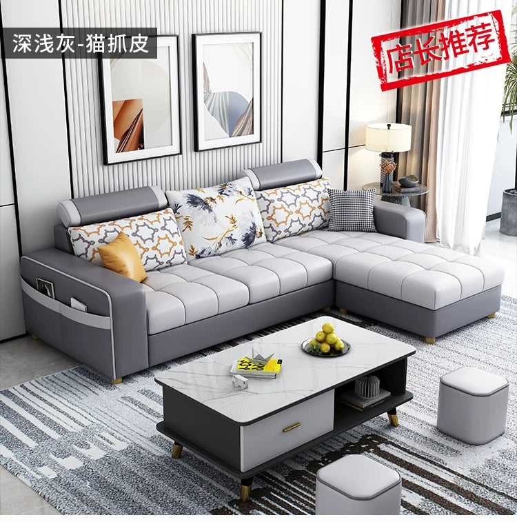 Modern simple fabric sofa living room household small apartment light luxury combination set