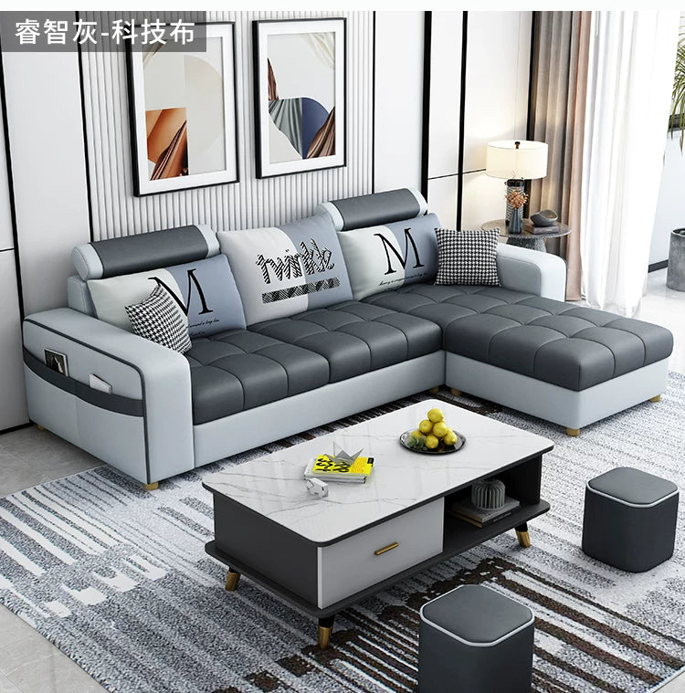 Modern simple fabric sofa living room household small apartment light luxury combination set
