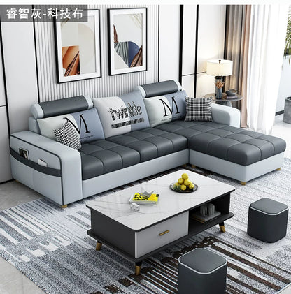 Modern simple fabric sofa living room household small apartment light luxury combination set