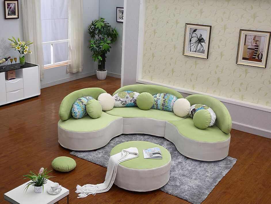 Curved fabric sofa Nordic light luxury personalized creative sofa Modern simple special-shaped living room combination round
