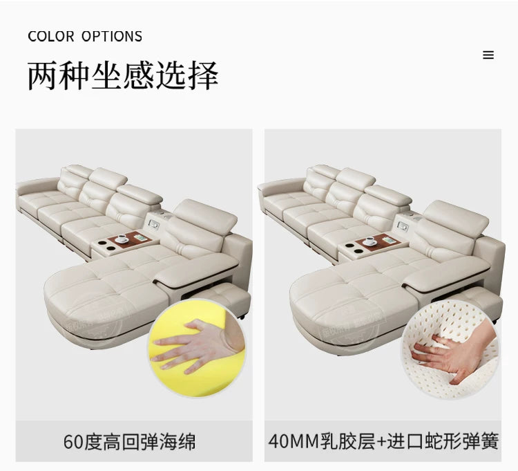 Leather sofa light luxury leather sofa  living room size apartment living room modern simple group