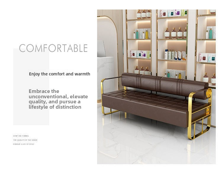 Famous Hair Salon Area Bench Hair Salon Waiting Light Luxury Stainless Steel Bar Sofa