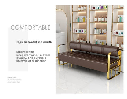 Famous Hair Salon Area Bench Hair Salon Waiting Light Luxury Stainless Steel Bar Sofa