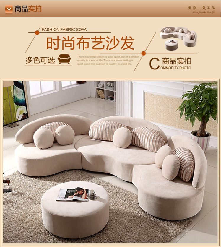 Curved fabric sofa Nordic light luxury personalized creative sofa Modern simple special-shaped living room combination round