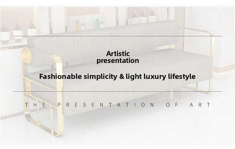 Famous Hair Salon Area Bench Hair Salon Waiting Light Luxury Stainless Steel Bar Sofa