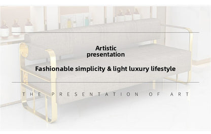 Famous Hair Salon Area Bench Hair Salon Waiting Light Luxury Stainless Steel Bar Sofa