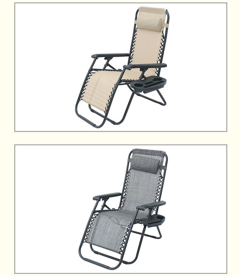 Portable Zero Gravity Lounge Chair – Folding Recliner with Lock, Cup Holder & Pillow for Patio Garden Balcony Camping Beach