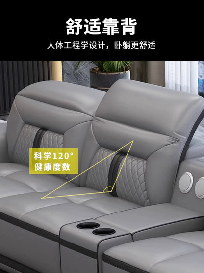 Modern simple massage combination living room leather sofa first layer cowhide  living room