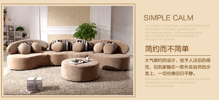 Curved fabric sofa Nordic light luxury personalized creative sofa Modern simple special-shaped living room combination round
