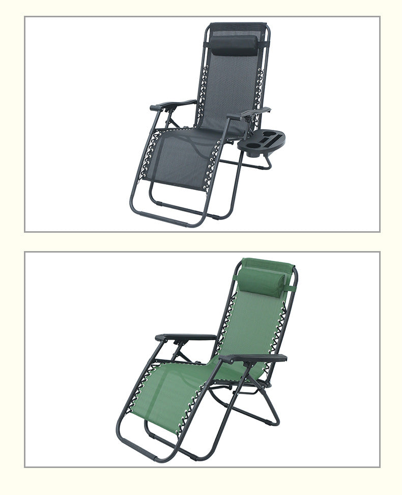 Portable Zero Gravity Lounge Chair – Folding Recliner with Lock, Cup Holder & Pillow for Patio Garden Balcony Camping Beach