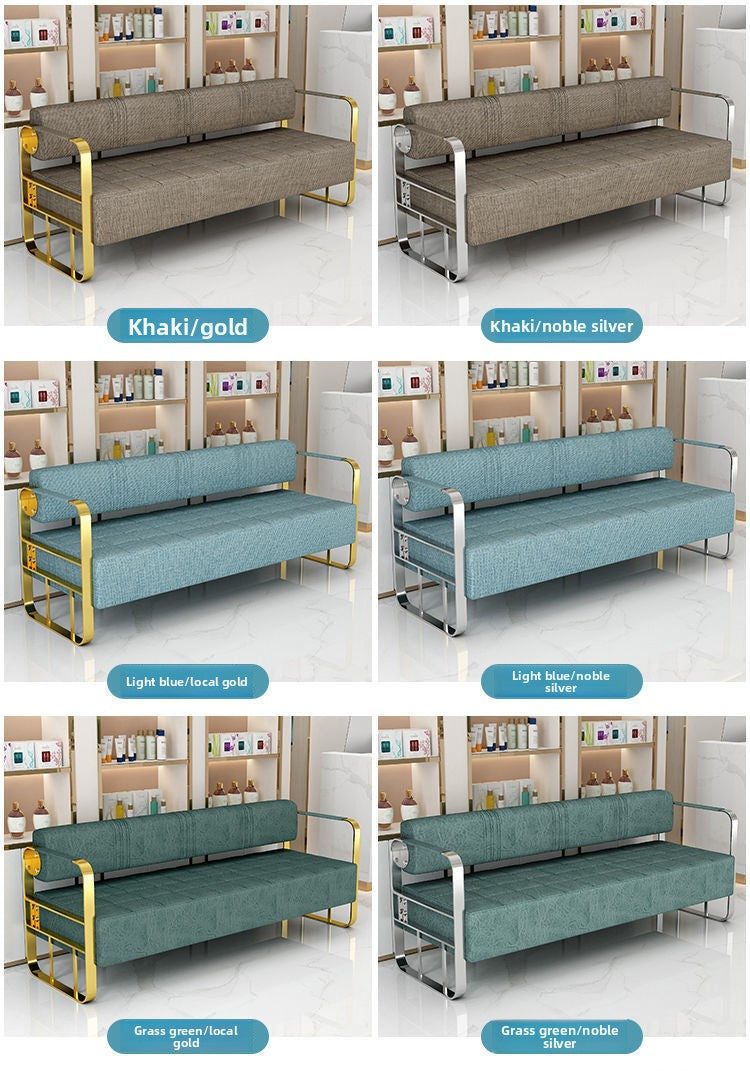 Famous Hair Salon Area Bench Hair Salon Waiting Light Luxury Stainless Steel Bar Sofa