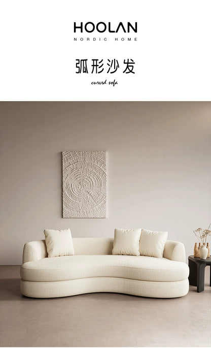 Nordic curved fabric sofa modern white cream style lamb wool special-shaped sofa