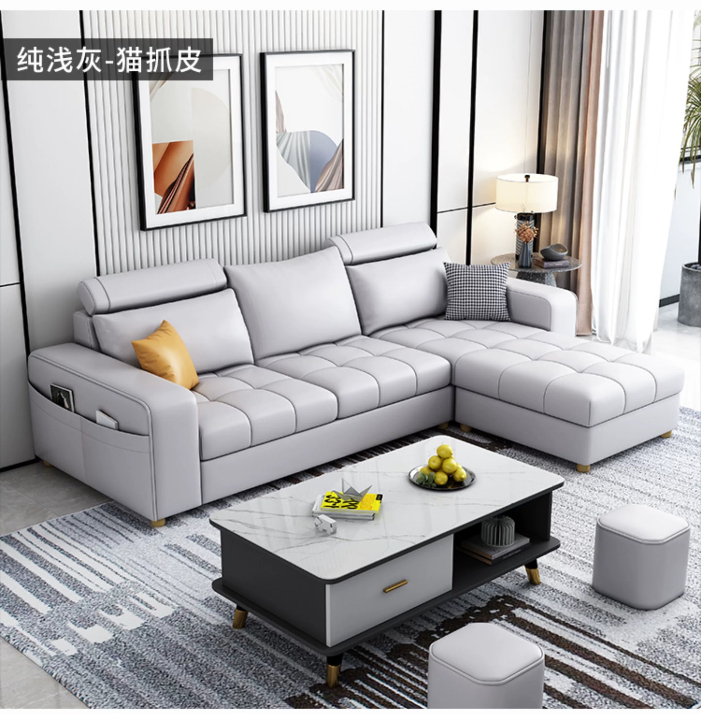 Modern simple fabric sofa living room household small apartment light luxury combination set