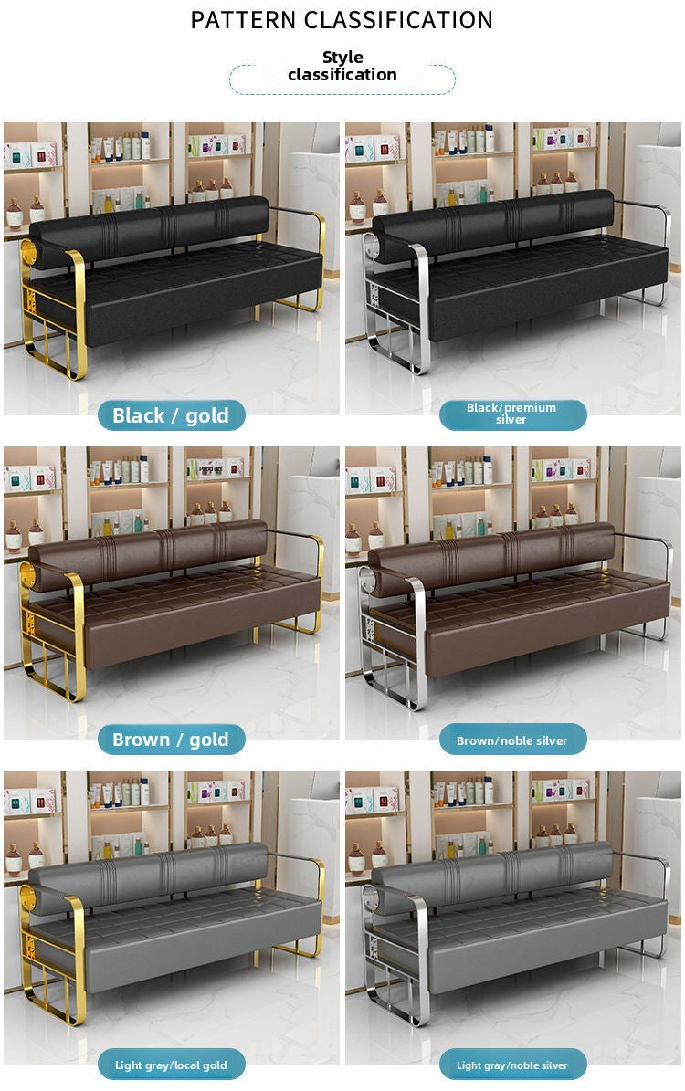 Famous Hair Salon Area Bench Hair Salon Waiting Light Luxury Stainless Steel Bar Sofa