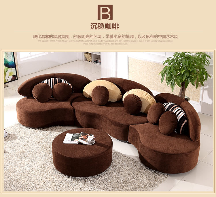 Curved fabric sofa Nordic light luxury personalized creative sofa Modern simple special-shaped living room combination round