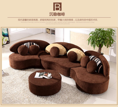 Curved fabric sofa Nordic light luxury personalized creative sofa Modern simple special-shaped living room combination round