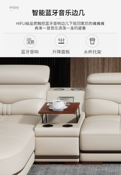 Leather sofa light luxury leather sofa  living room size apartment living room modern simple group