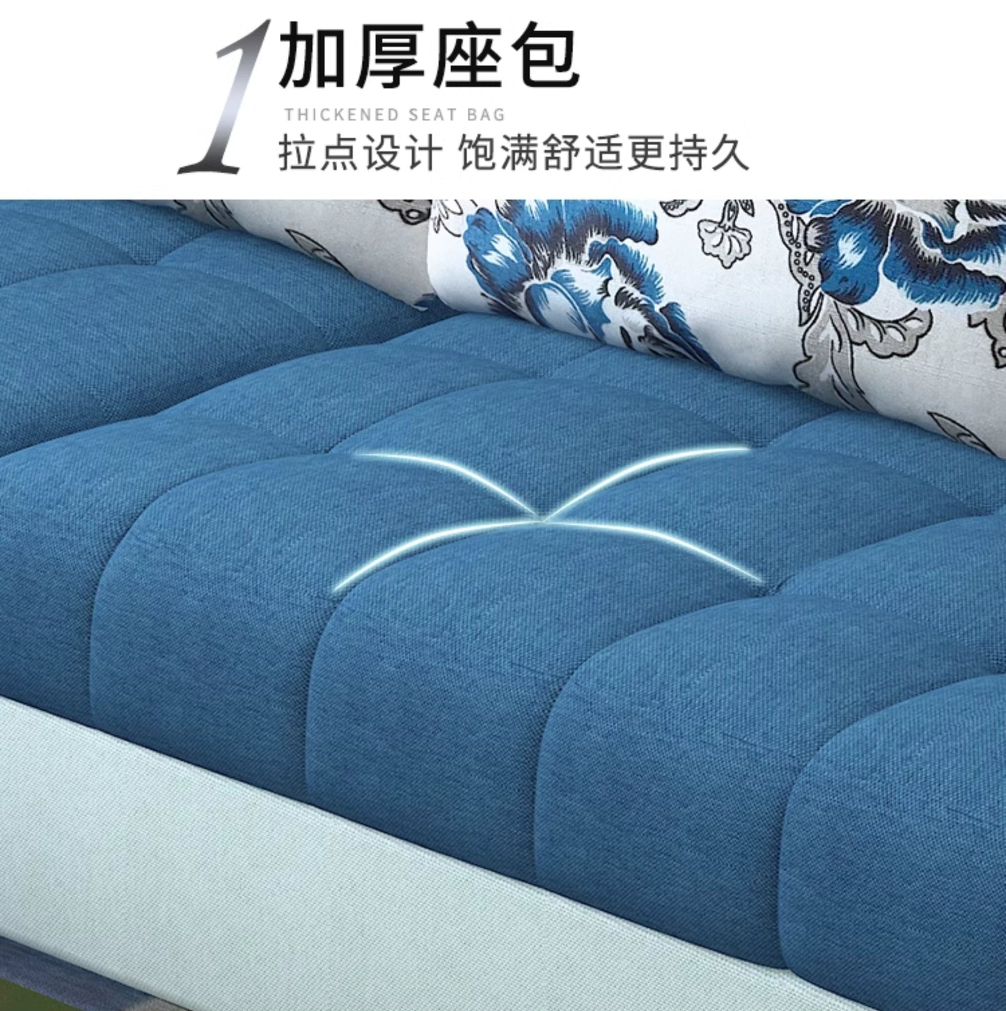 Fabric sofa simple modern combination living room fully equipped small apartment rental room e****mical set