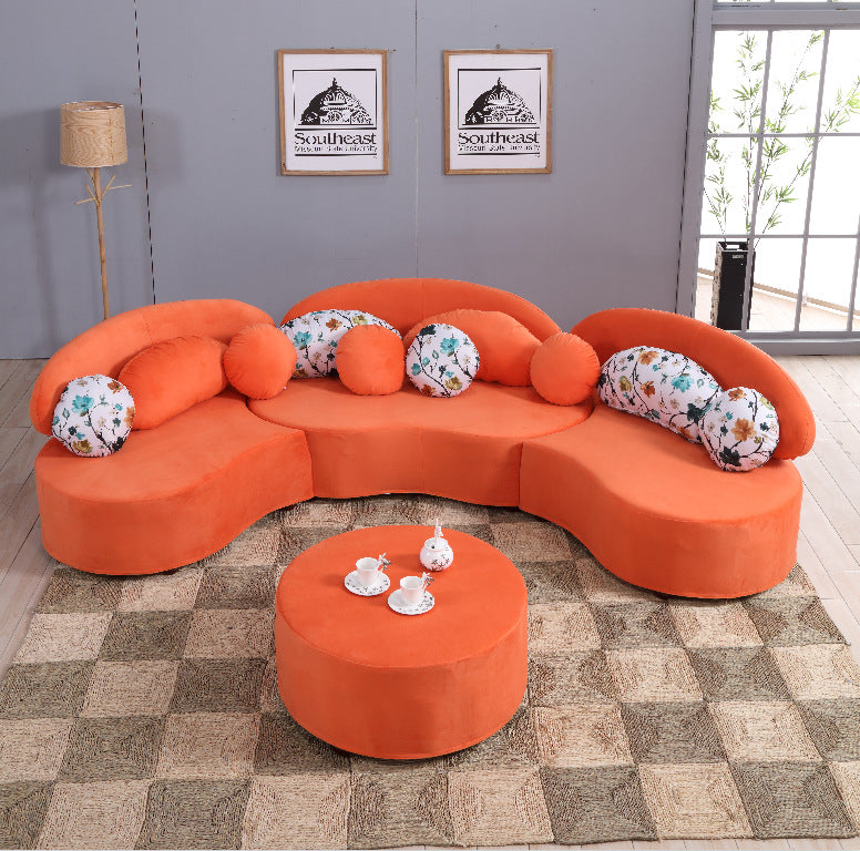 Curved fabric sofa Nordic light luxury personalized creative sofa Modern simple special-shaped living room combination round