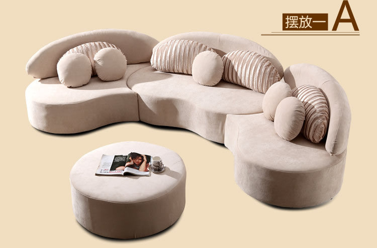 Curved fabric sofa Nordic light luxury personalized creative sofa Modern simple special-shaped living room combination round