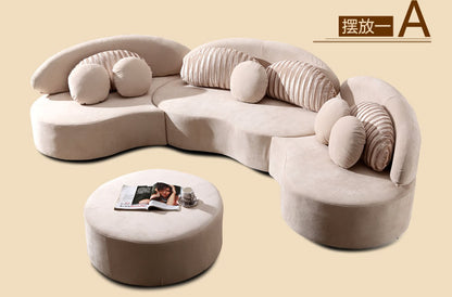 Curved fabric sofa Nordic light luxury personalized creative sofa Modern simple special-shaped living room combination round