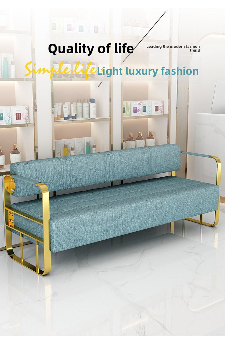 Famous Hair Salon Area Bench Hair Salon Waiting Light Luxury Stainless Steel Bar Sofa